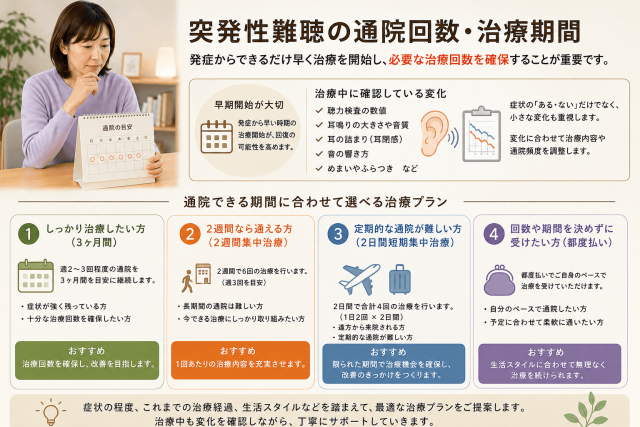 突発性難聴の通院回数・治療期間 
