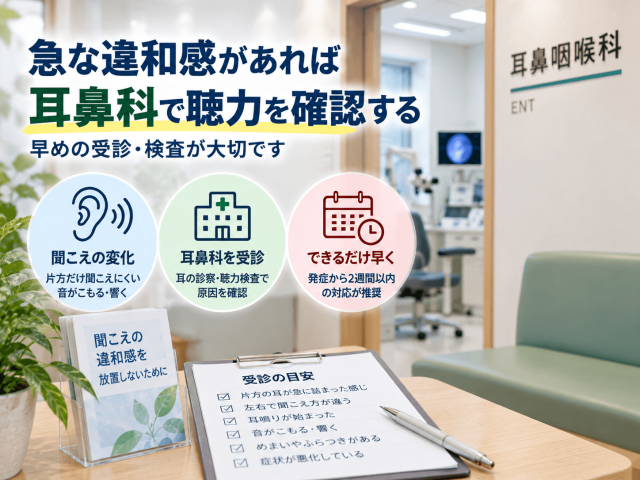 6.急な違和感があれば耳鼻科で聴力を確認する