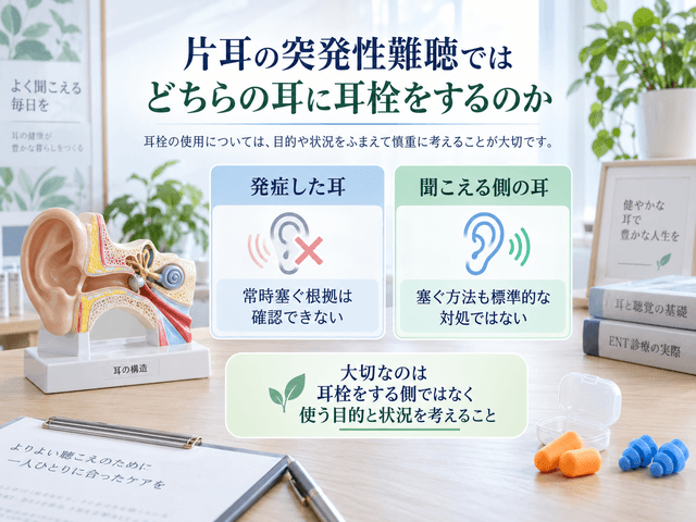 3.片耳の突発性難聴ではどちらの耳に耳栓をするのか