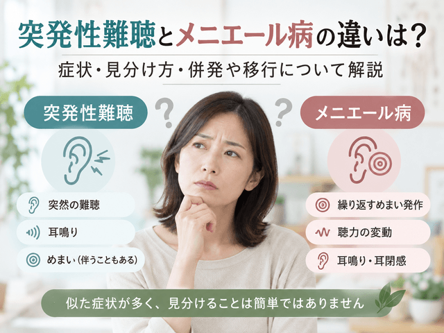突発性難聴とメニエール病の違いは？症状・見分け方・併発や移行について解説