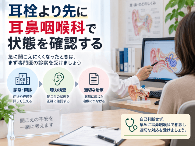 8.耳栓より先に耳鼻咽喉科で状態を確認する