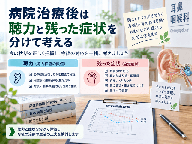 4.病院治療後は聴力と残った症状を分けて考える