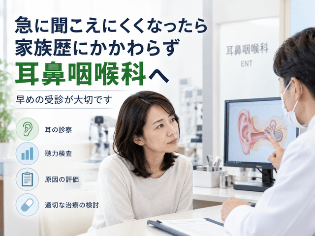8.急に聞こえにくくなったら家族歴にかかわらず耳鼻咽喉科へ