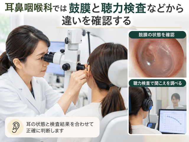 4.耳鼻咽喉科では鼓膜と聴力検査などから違いを確認する