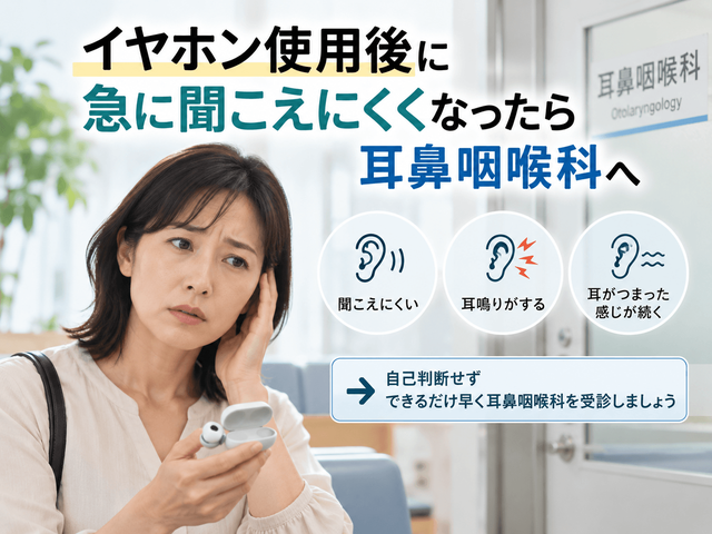 7.イヤホン使用後に急に聞こえにくくなったら耳鼻咽喉科へ