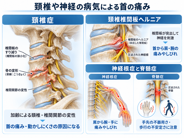 3.頚椎や神経の病気による首の痛み
