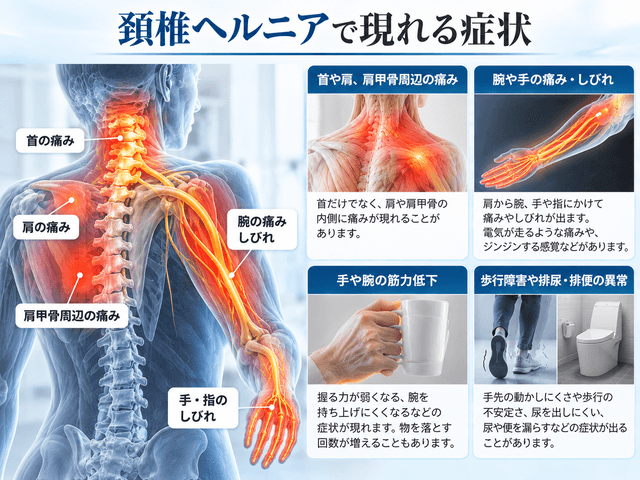 2.頚椎ヘルニアで現れる症状