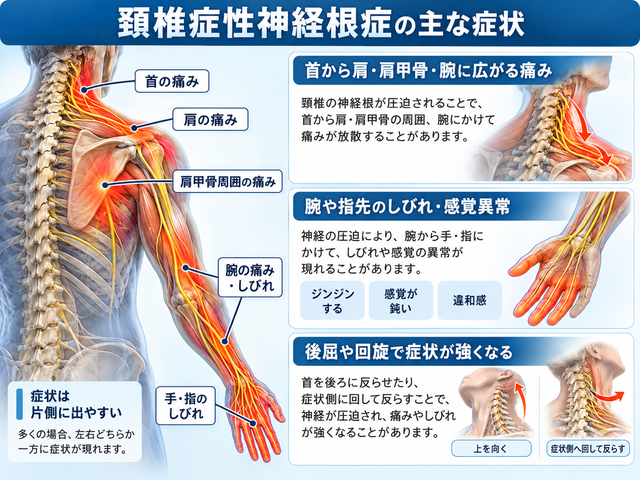 2.頚椎症性神経根症の主な症状