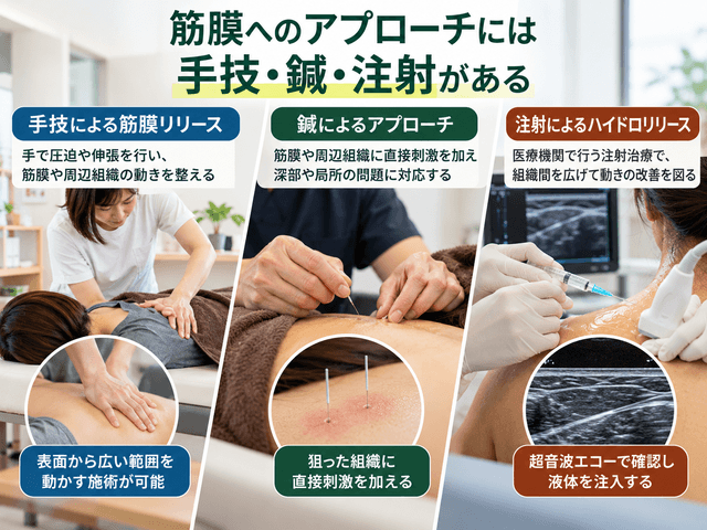 3.筋膜へのアプローチには手技・鍼・注射がある