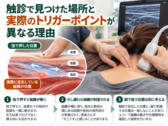 3.触診で見つけた場所と実際のトリガーポイントが異なる理由