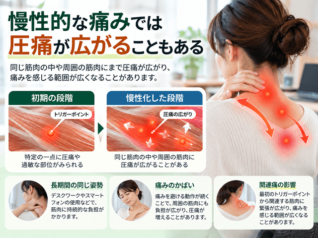 6.慢性的な痛みでは圧痛が広がることもある